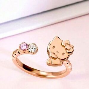 Sanrio Rose Gold-Plated Hello Kitty Adjustable Stainless Steel Ring